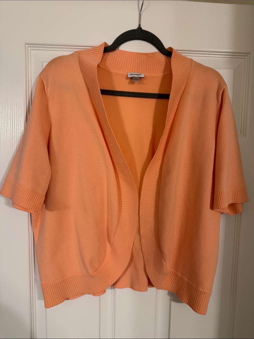 Avenue Peach Open-Front Short-Sleeve Cardigan